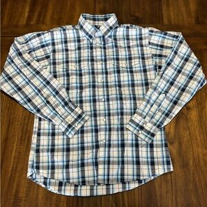 Wrangler Boys Long Sleeve Button-Up Plaid Blue Shirt